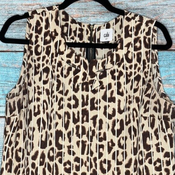 Cabi Leopard Animal Print Top Blouse Size M Sleeveless Mobwife Lightweight - Picture 2 of 9